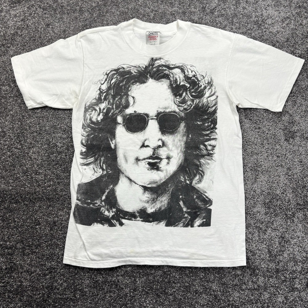 Vintage 90s The Beatles John Lennon Band T-Shirt Size Medium Big Face Caricature